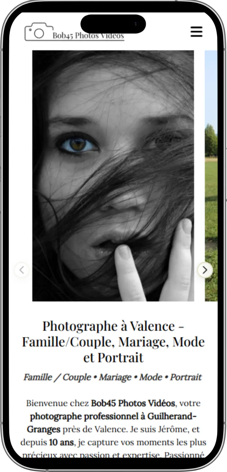 Affichage mobile du site Bob45